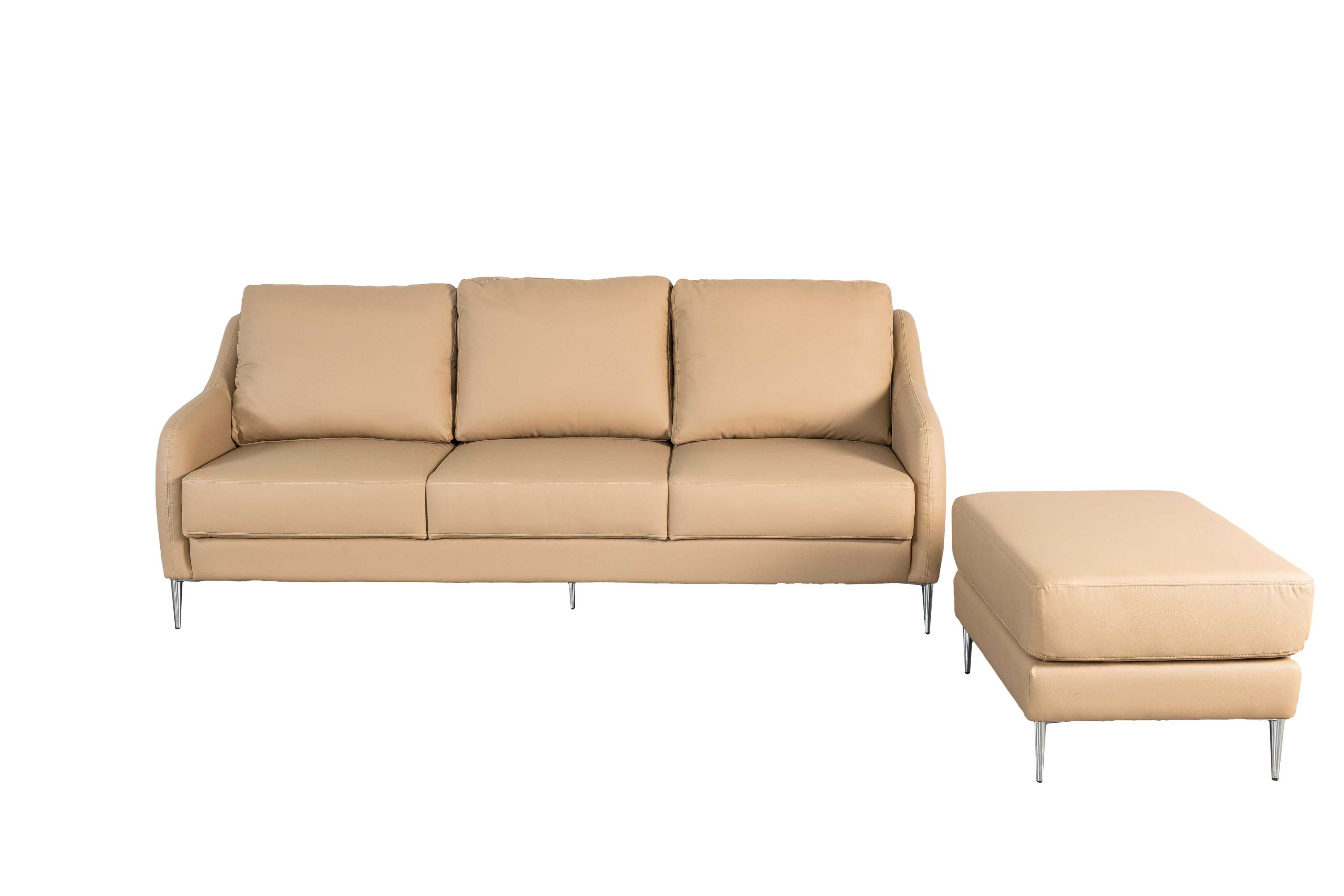 Sofa văng/băng Sofaland Romero Da bò thật tiếp xúc Màu ghi nhạt 2170 x 900 x 900