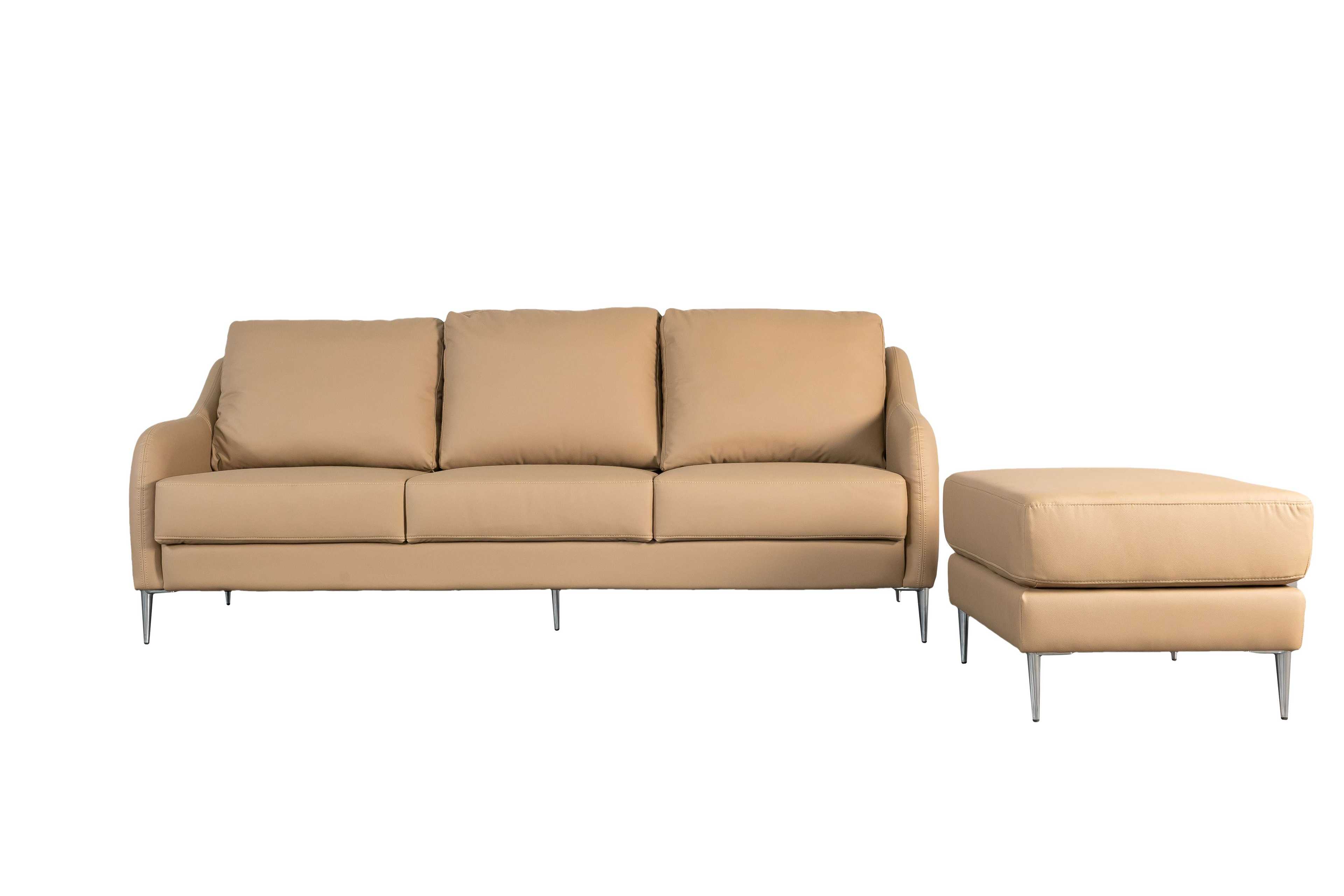 Sofa văng/băng Sofaland Romero Da bò thật tiếp xúc Màu ghi nhạt 2170 x 900 x 900