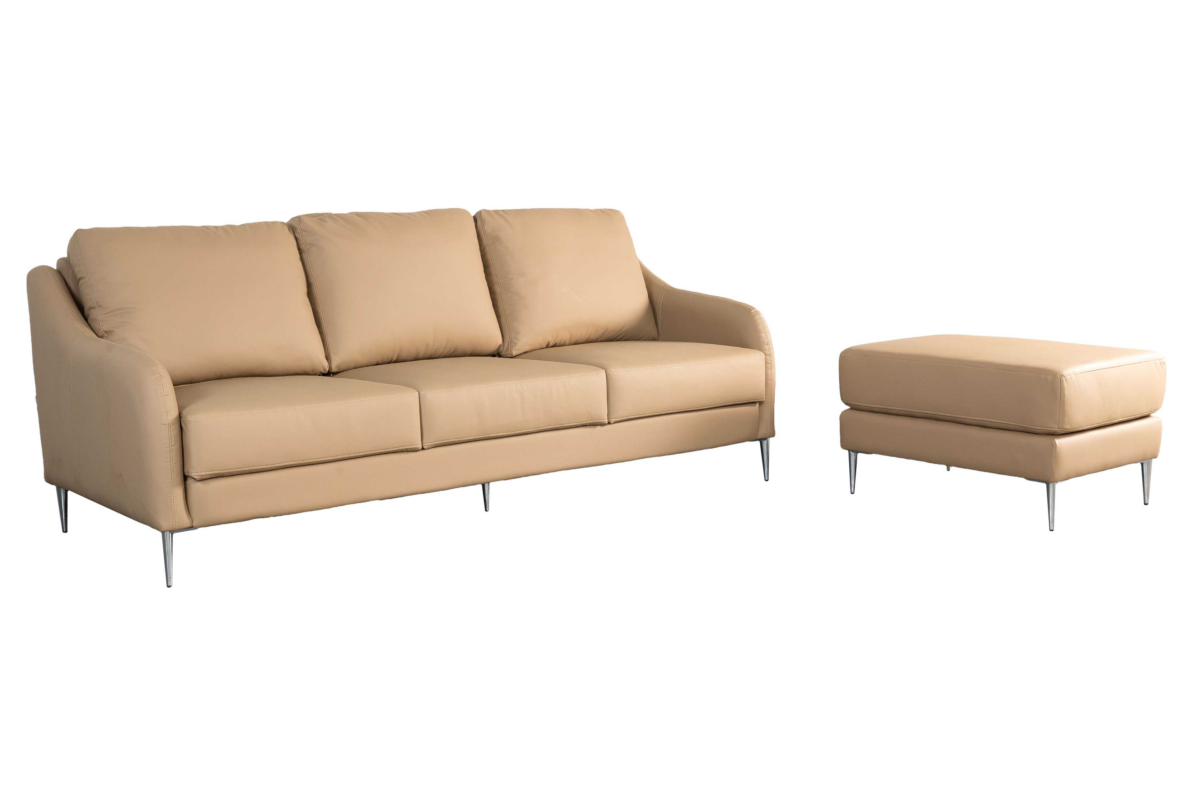 Sofa văng/băng Sofaland Romero Da bò thật tiếp xúc Màu ghi nhạt 2170 x 900 x 900
