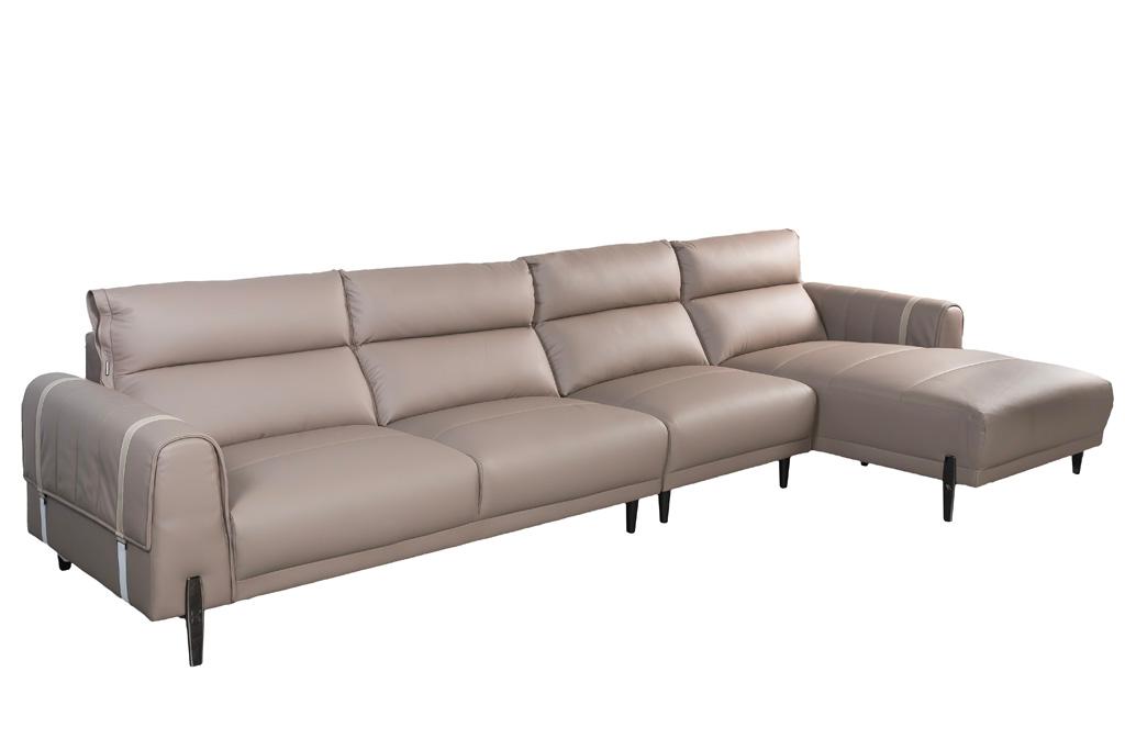 Ghế Sofa góc phải Kuka 8179 Da bò thật tiếp xúc Màu nâu đậm 356x163x88