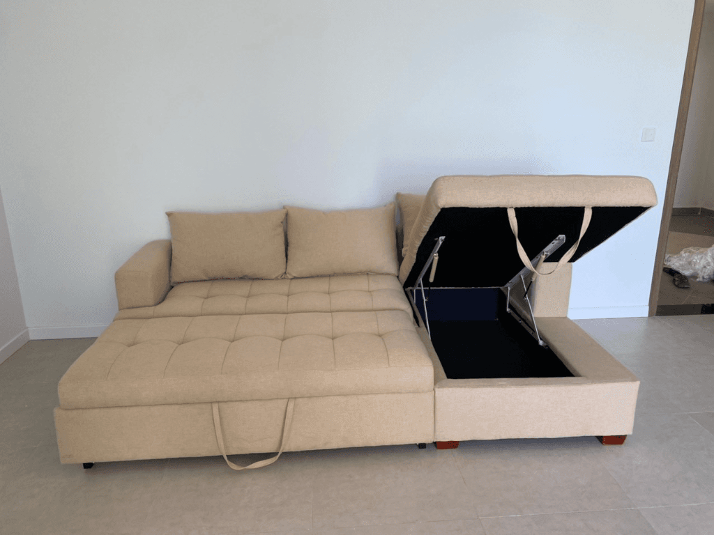 Sofa giường cũng có sẵn nhiều vật liệu và màu sắc để lựa chọn