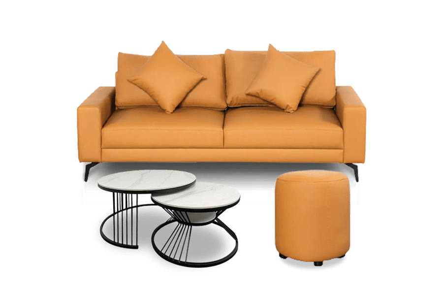 Combo 2, sofa văng Sara, bàn trà Dubai/Nara/Crown, đôn PU hoặc nỉ