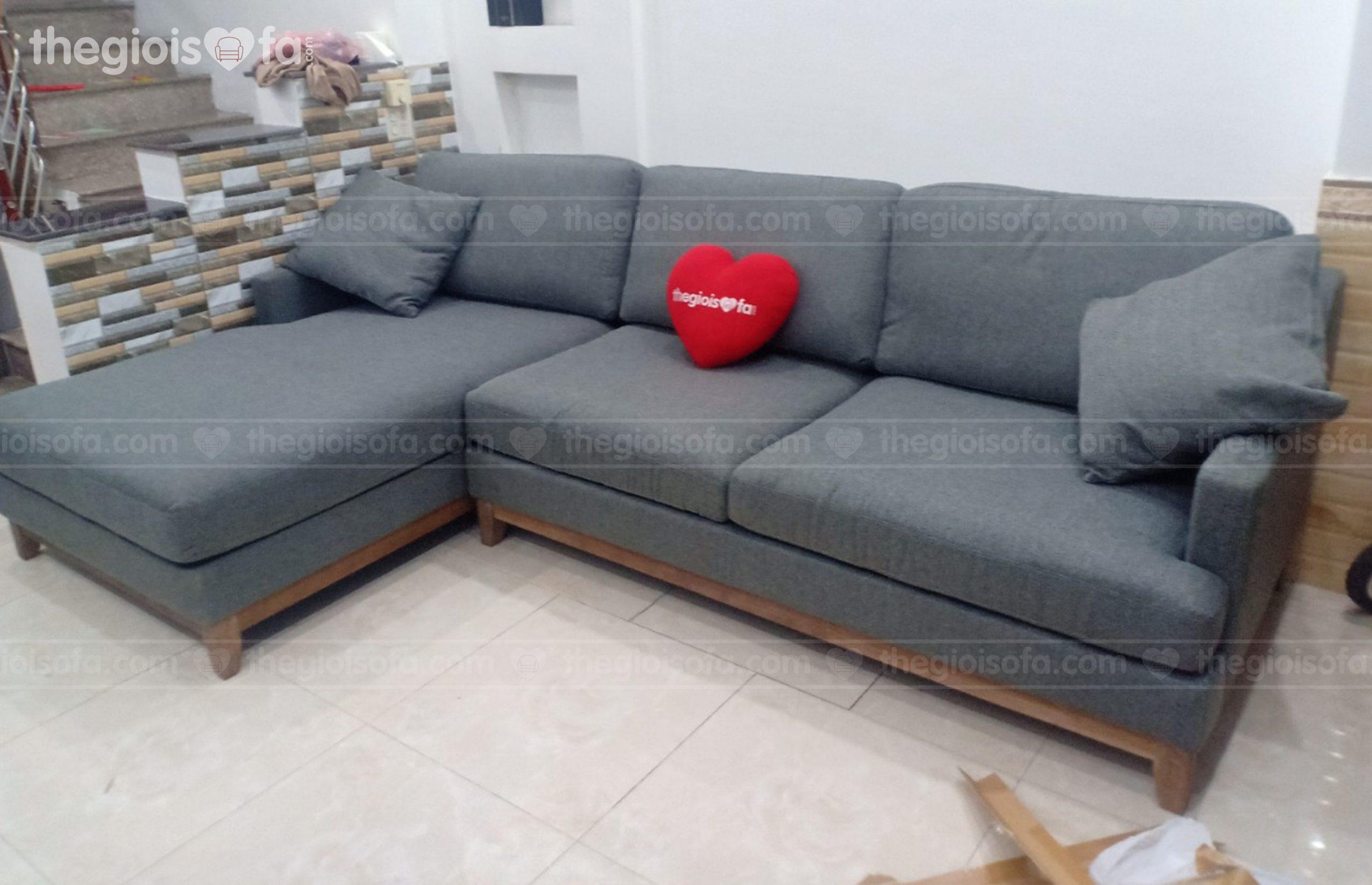 Giao hàng Sofa góc nỉ đẹp AT10300 cho chị Mai tại Tân Mai – Quận Hoàng Mai