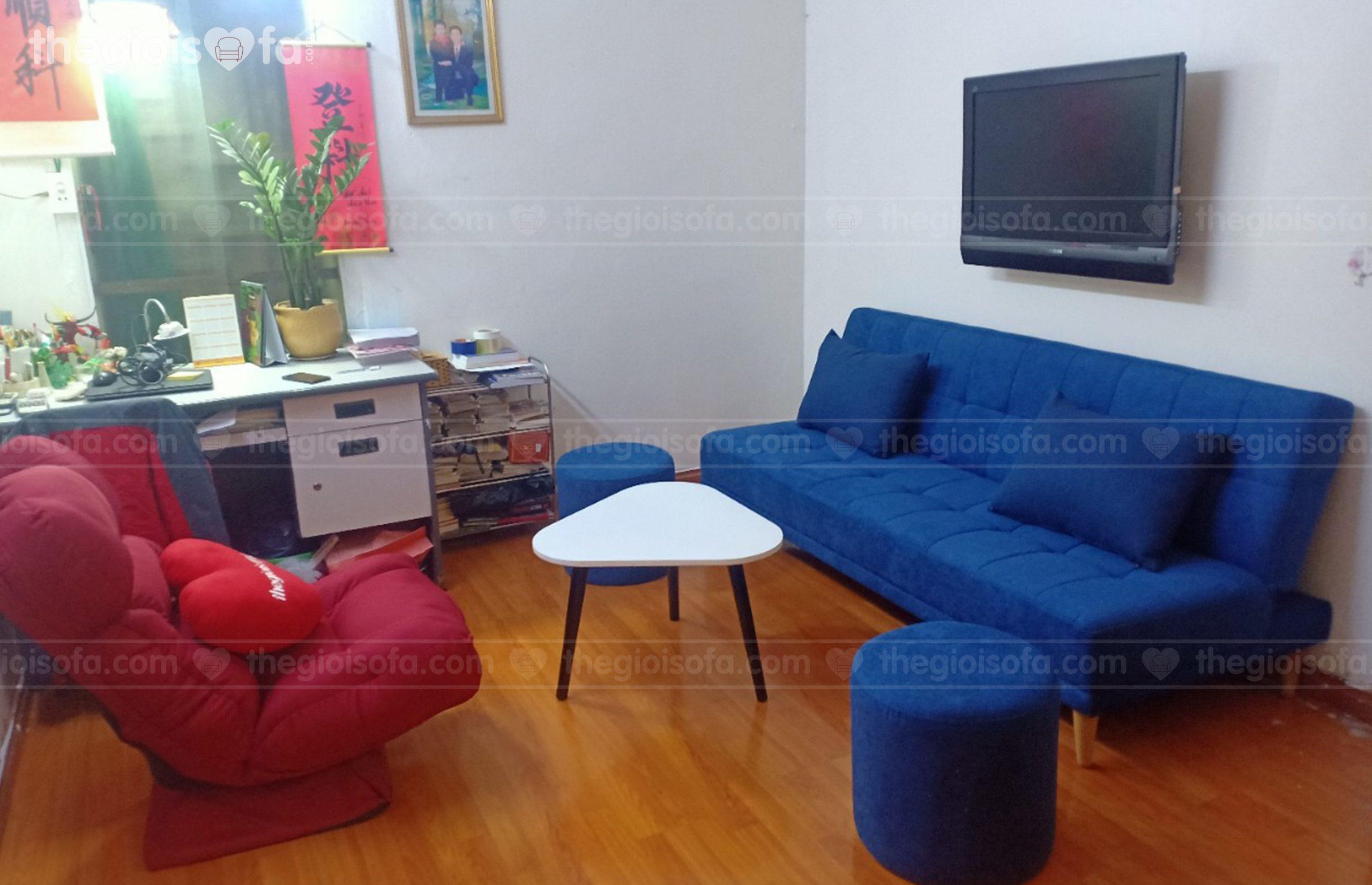 Giao hàng Sofa giường giá rẻ Sofaland Vera Blue cho chị Lan tại 194 Giải Phóng – Quận Thanh Xuân
