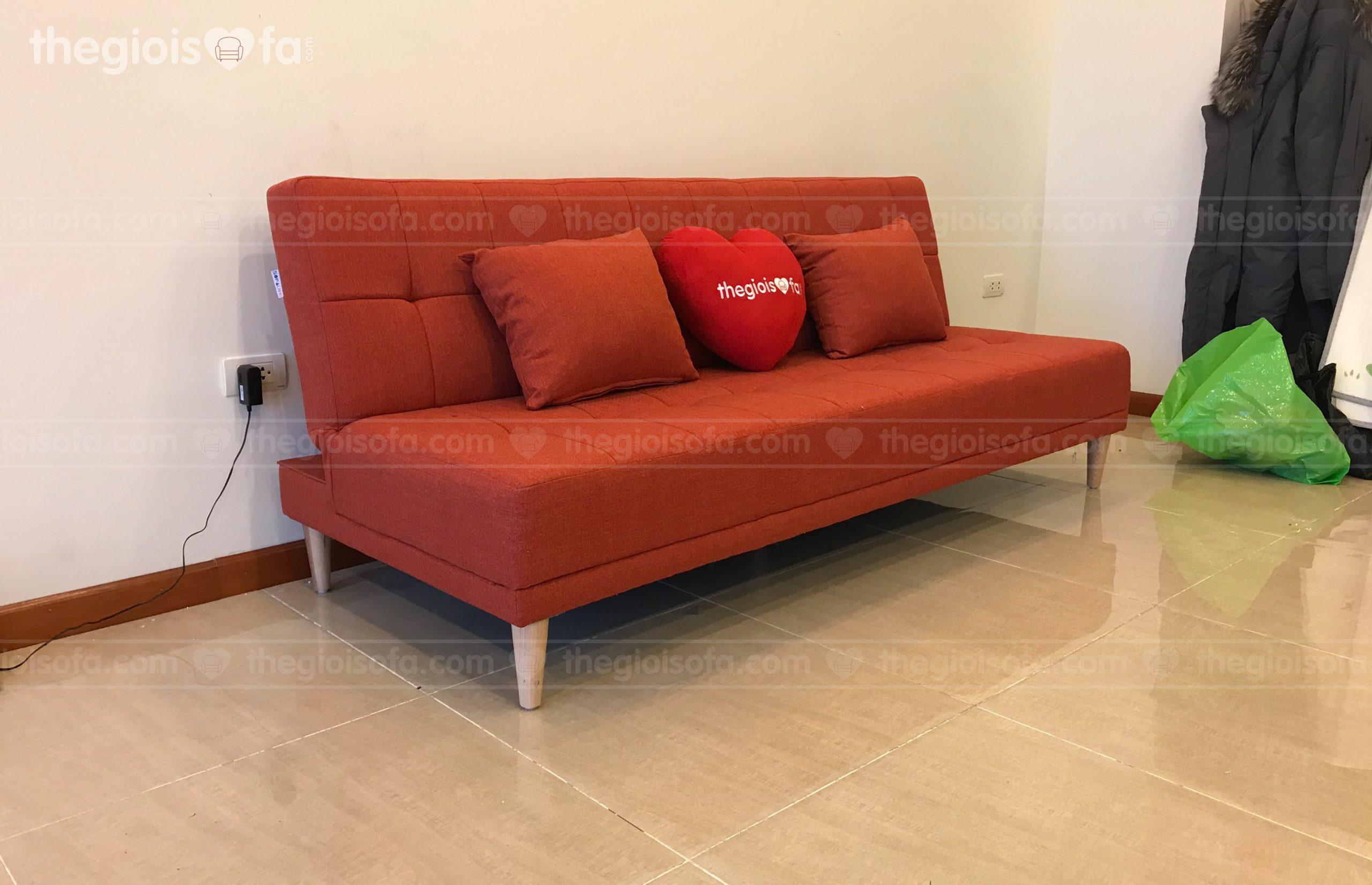 Giao hàng sofa giường màu cam Sofaland vera cho anh Hiếu tại Tây Hồ Residence – CT2B – mua sofa Quận Tây Hồ