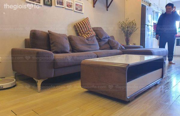 Giao hàng bàn trà cao cấp Olympia White – Gỗ tần bì mặt đá cho chị Loan tại Nam Đô, 609 Trương Định – Mua sofa Quận Hoàng Mai