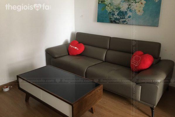 Giao hàng combo Sofa văng da Dorsten, bàn trà Suki mặt kính cho anh Thái tại Iris Garden – Mua sofa Quận Nam Từ Liêm