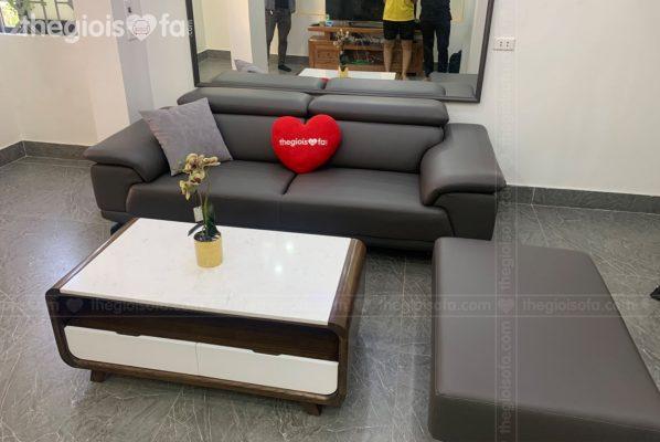 Giao hàng sofa văng da Lyman cao cấp cho chị Nên tại Mê Linh – Mua sofa tại Quận Hà Đông