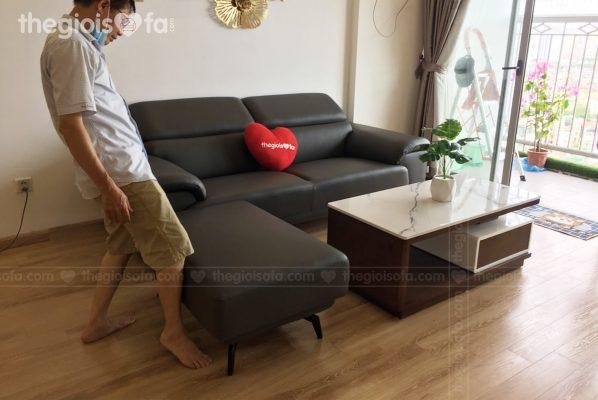 Giao hàng sofa văng da Lyman cao cấp cho chị Ngân tại chung cư 360 Giải Phóng – Mua sofa Quận Thanh Xuân
