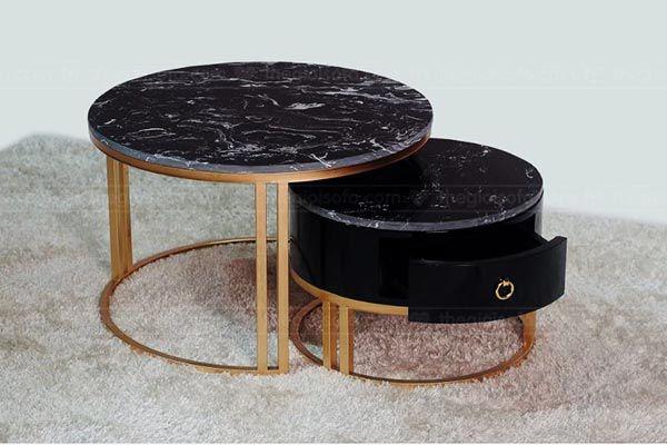 Bàn trà đôi mặt đá Halo Black