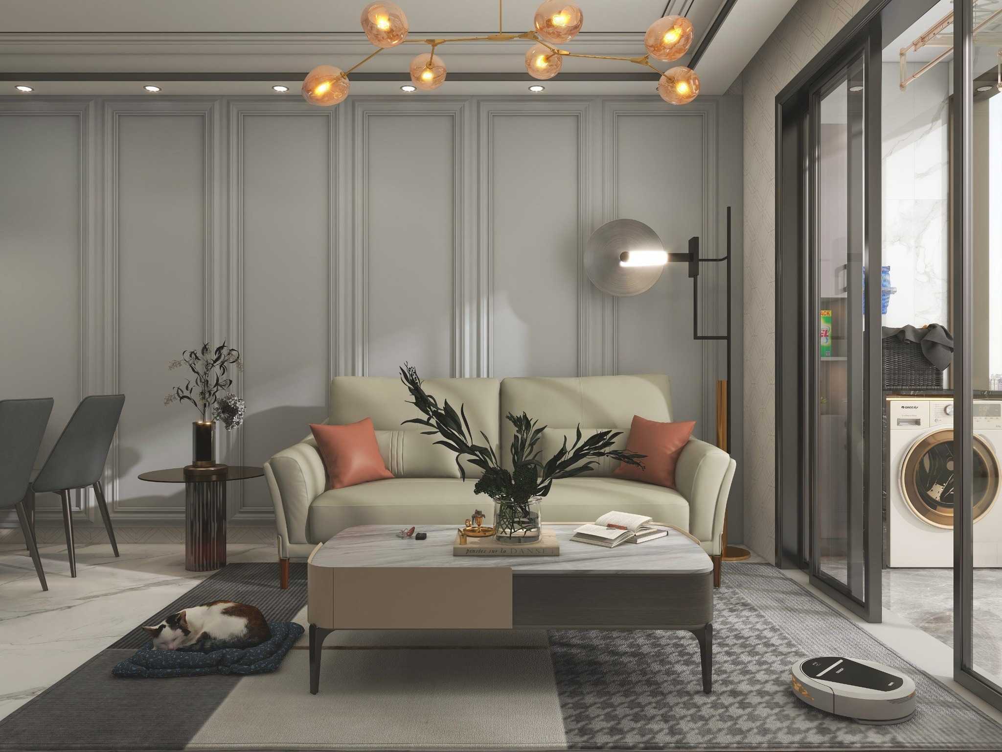 Sofa Văng Kuka 8159 da bò thật tiếp xúc màu ghi nhạt (O7805) 170x99x93