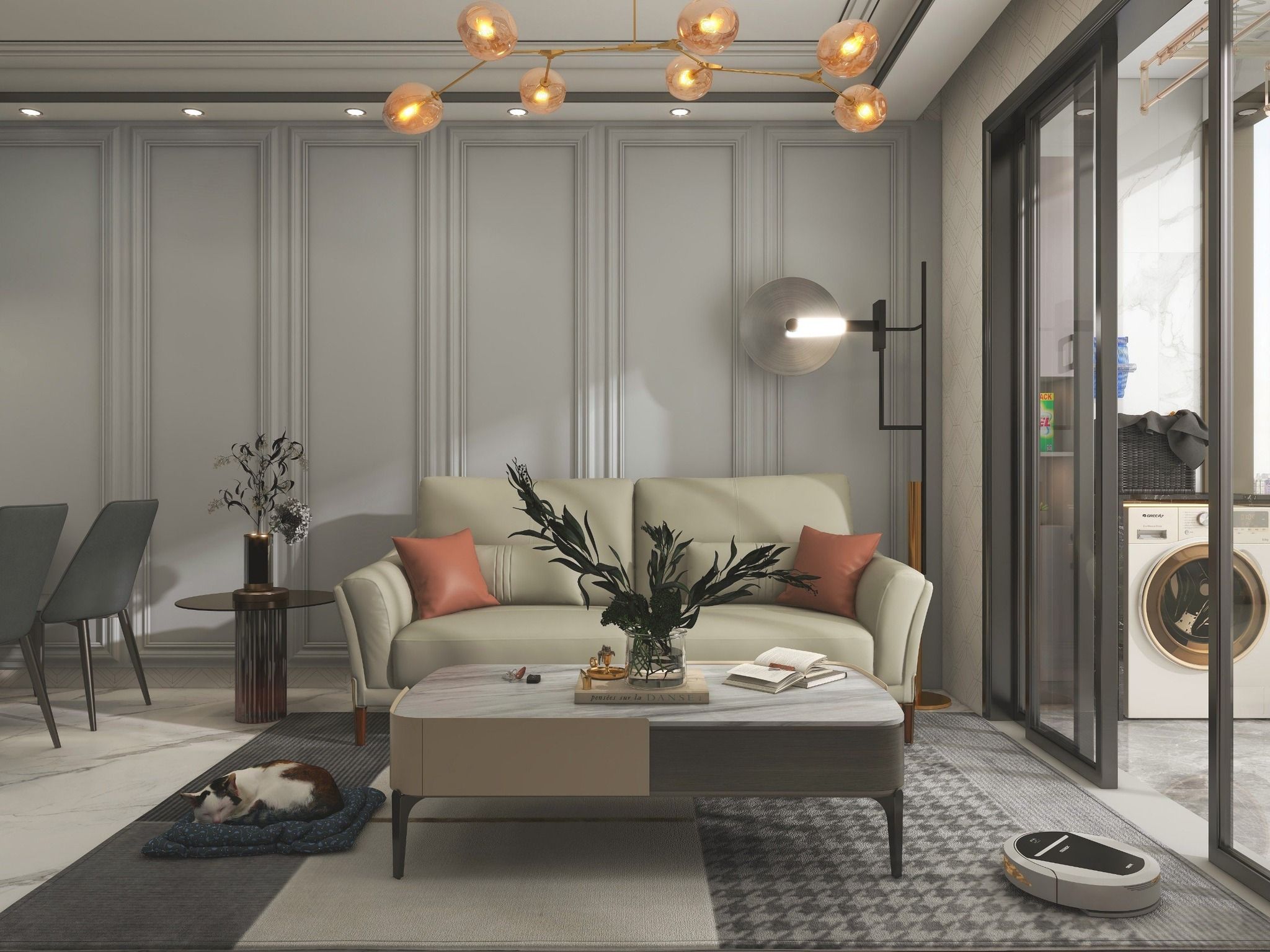 Sofa Văng Kuka 8159 da bò thật tiếp xúc màu ghi nhạt (O7805) 170x99x93