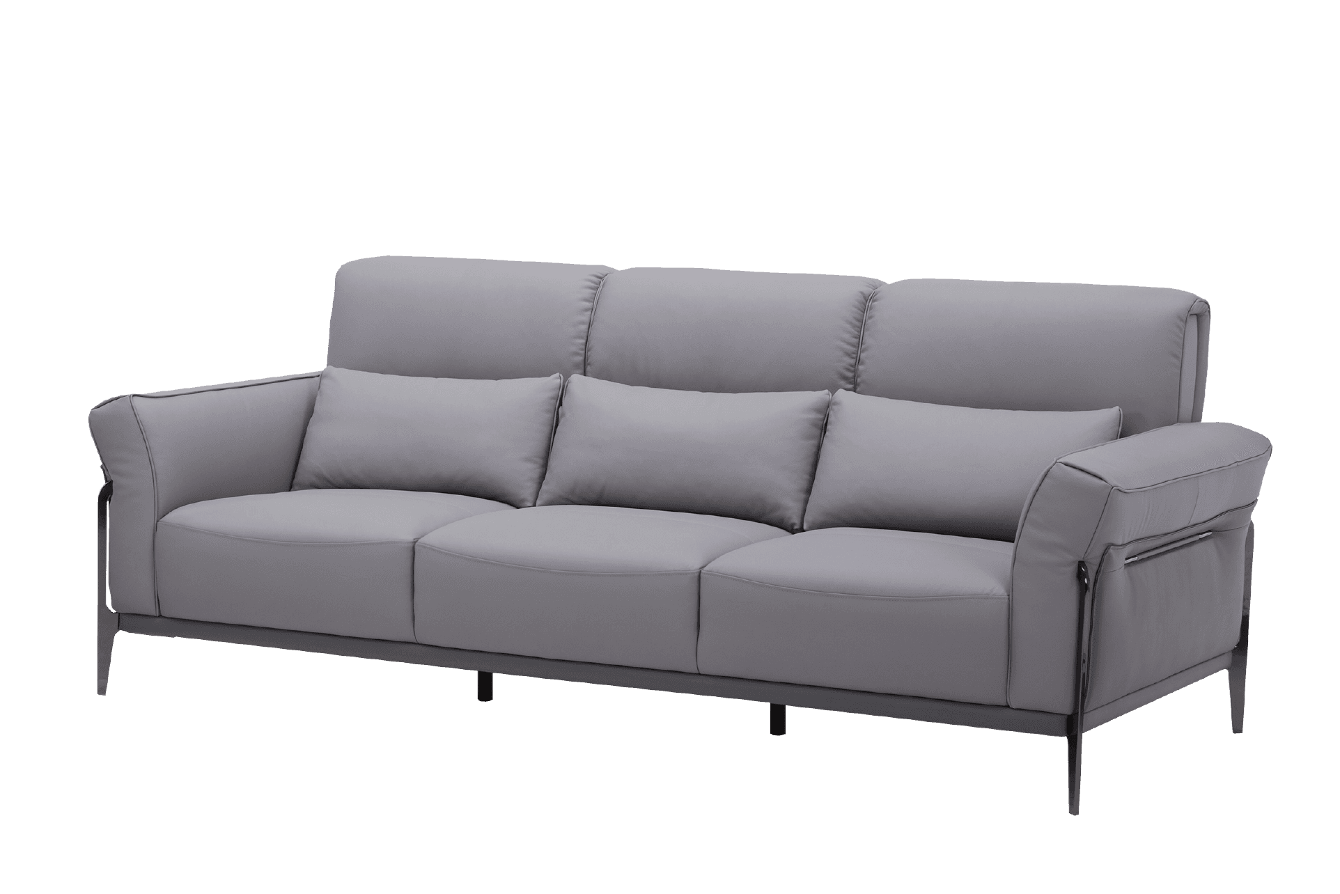 Sofa Văng Kuka 8181 da bò thật tiếp xúc màu ghi đậm (U632023) 227x103x81
