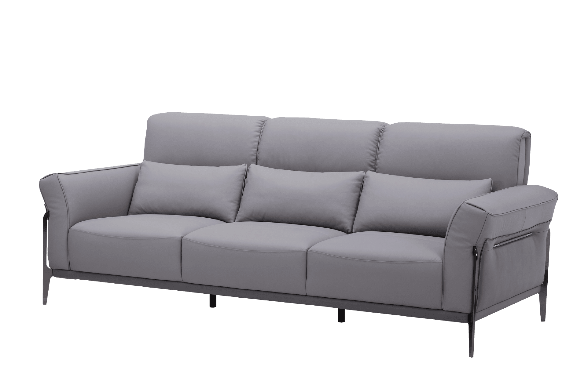 Sofa Văng Kuka 8181 da bò thật tiếp xúc màu ghi đậm (U632023) 227x103x81