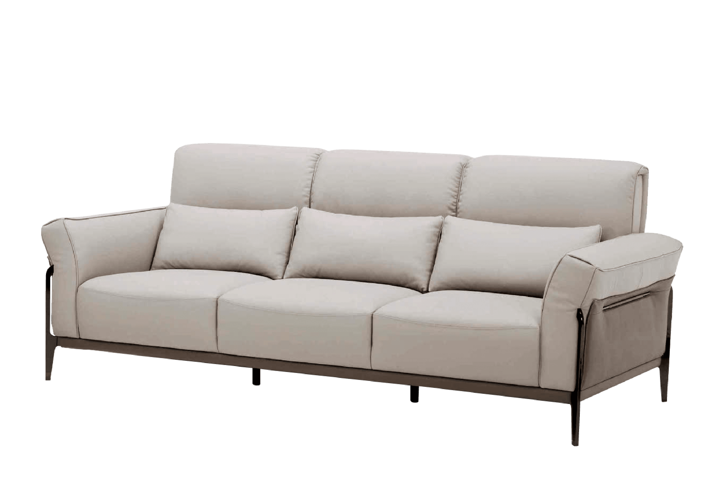 Sofa Văng Kuka 8181 da bò thật tiếp xúc màu ghi nhạt (U632023) 281x103x81