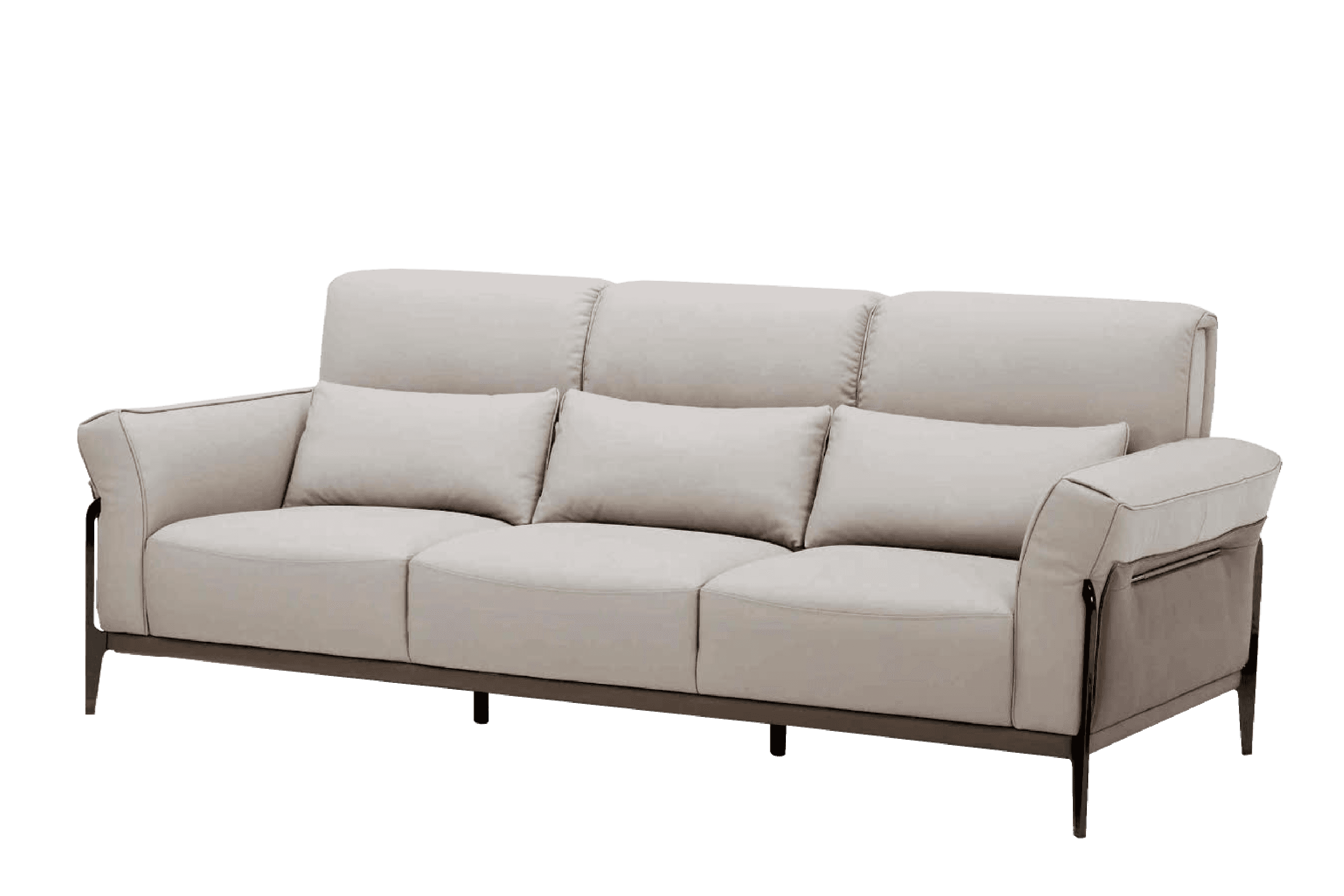 Sofa Văng Kuka 8181 da bò thật tiếp xúc màu ghi nhạt (U632031) 227x103x61