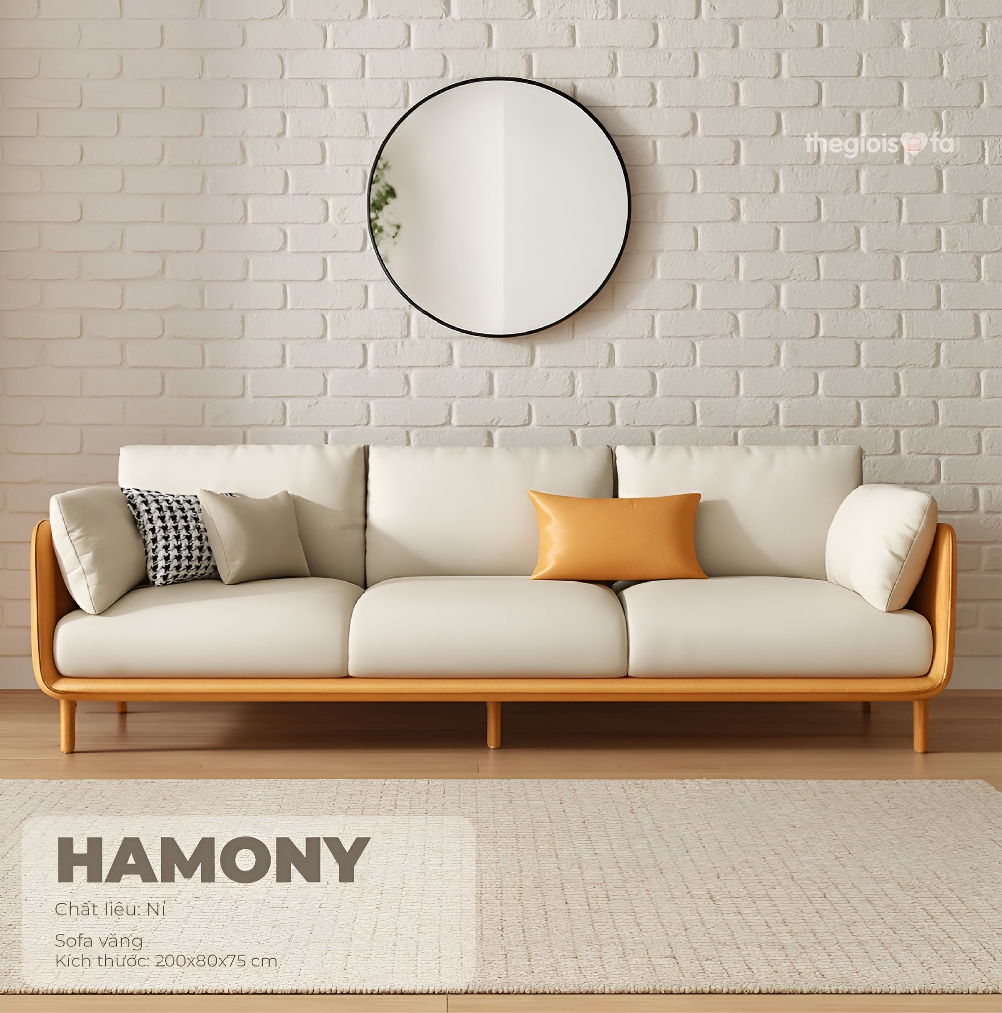 Sofa Văng Sofaland HAMONY nỉ Màu SFL-18 và SFL-03 200x80x75