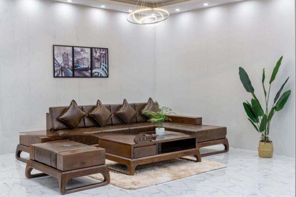 Bộ bàn ghế sofa chân quỳ gỗ sồi Nga
