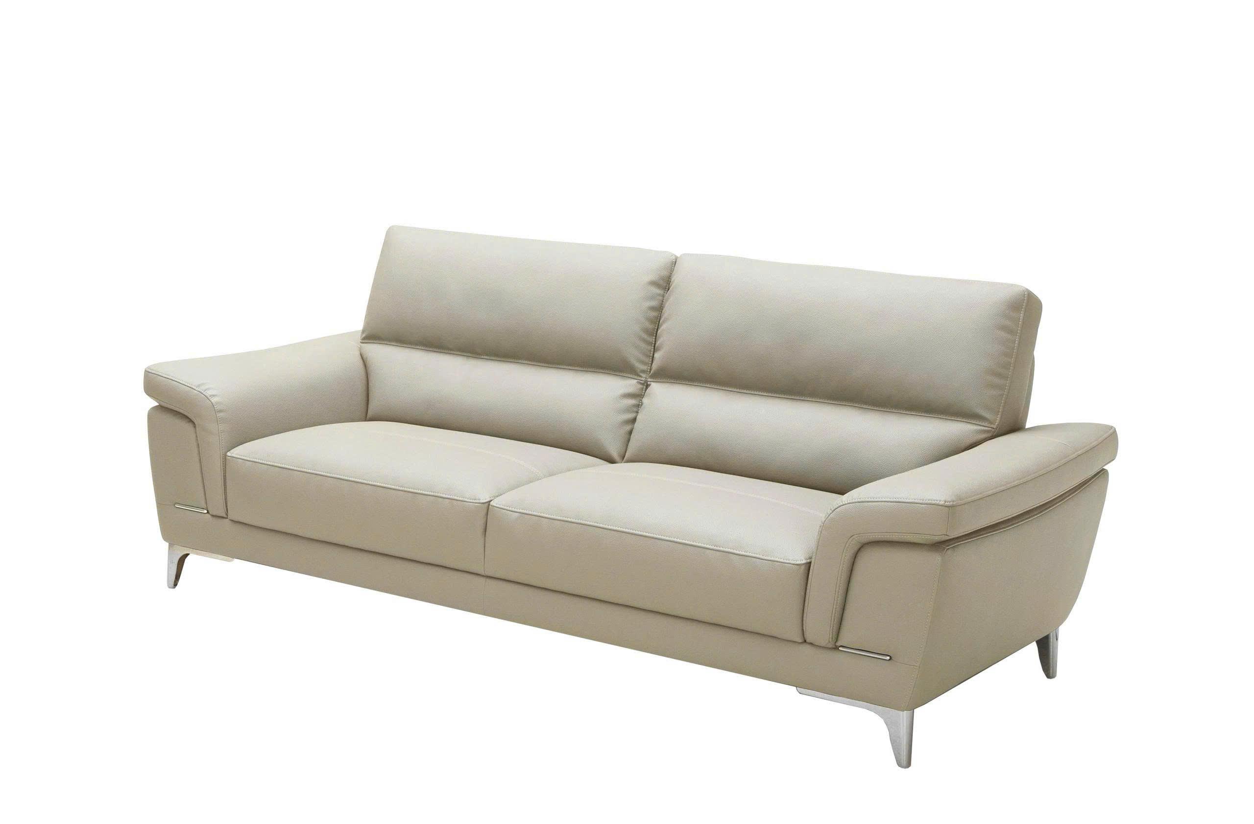 Sofa Văng Kuka 1893B da bò thật tiếp xúc màu ghi nhạt (M5653) 215x95x86