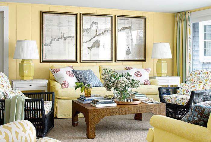 Sofa màu vàng kem siêu cá tính và sang trọng cho gia đình trẻ
