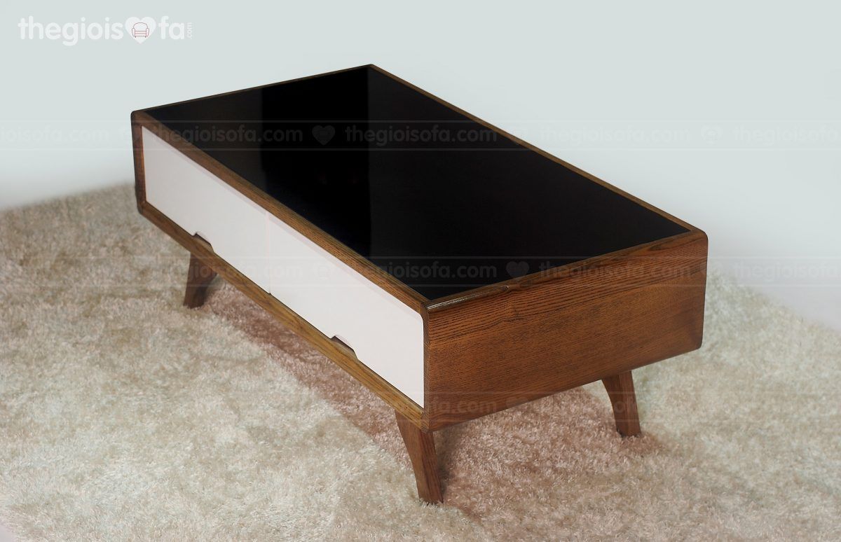 Bàn trà Suki – Gỗ tần bì mặt kính