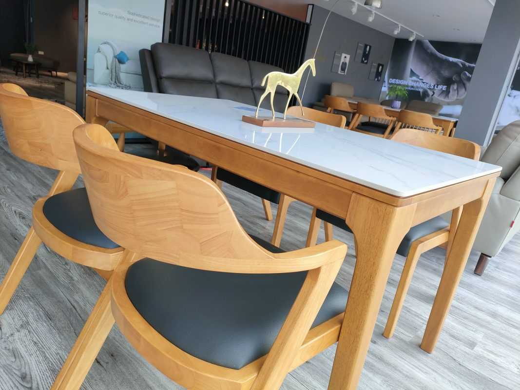 Bàn ăn gỗ mặt đá Hazel